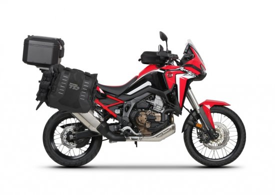 Set of SHAD TERRA TR40 adventure saddlebags and SHAD TERRA aluminium top case TR55 PURE BLACK, including mounting kit SHAD HONDA CRF 1100 L AFRICA TWIN
