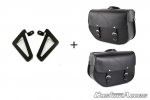 Leather saddlebag CUSTOMACCES APS002N SANT LOUIS black pair, with universal support