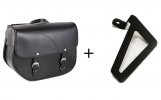 Leather saddlebag CUSTOMACCES APS011N SANT LOUIS black right, with metal base right side and right fitting kit