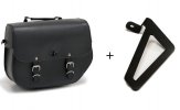 Leather saddlebag CUSTOMACCES APS012N SANT LOUIS black left, with metal base left side and left fitting kit