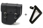 Leather saddlebag CUSTOMACCES APS015N IBIZA black right, with side metal base + universal support