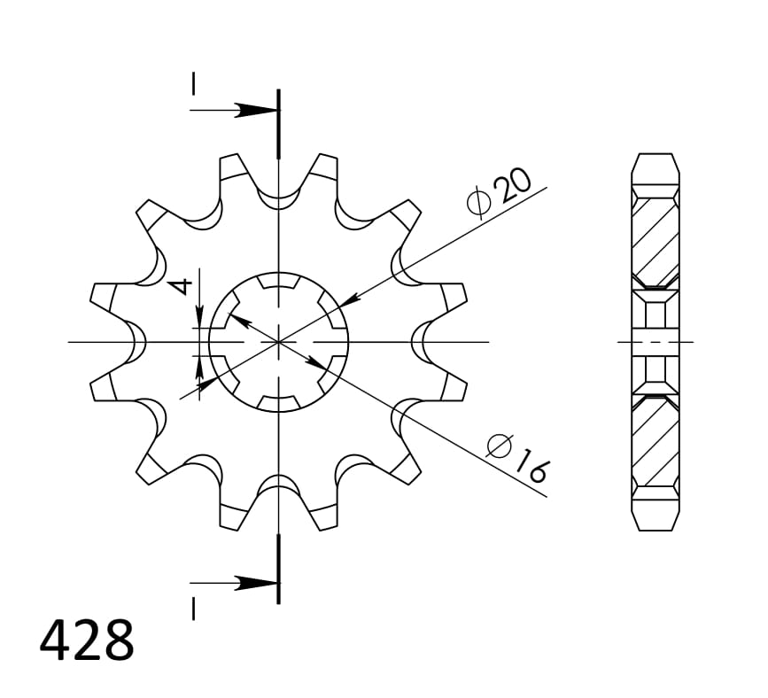 Front sprocket SUPERSPROX CST-1263:11 11T, 428