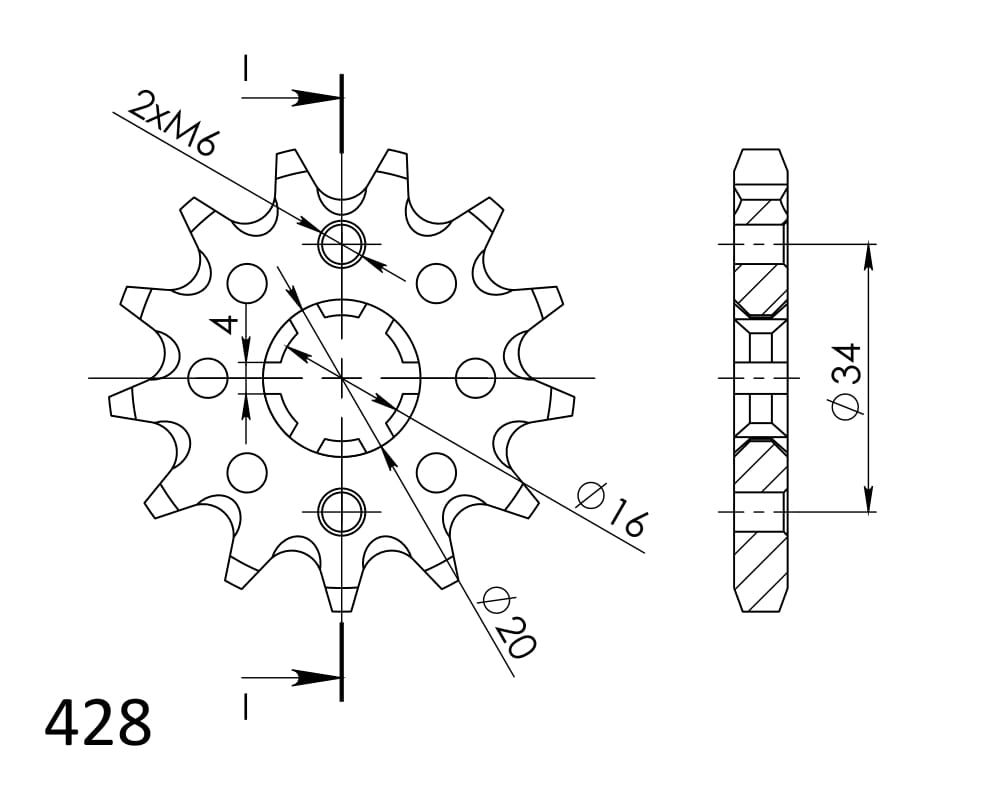 Front sprocket SUPERSPROX CST-1263:14 14T, 428