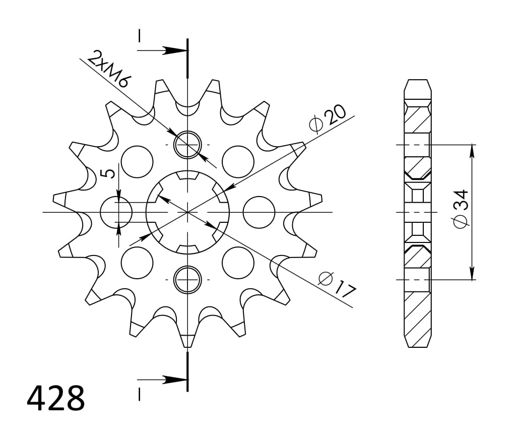 Front sprocket SUPERSPROX CST-1264:15 15T, 428