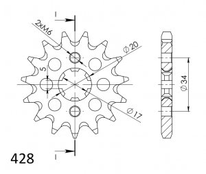 Front sprocket SUPERSPROX CST-1264:15 15T, 428