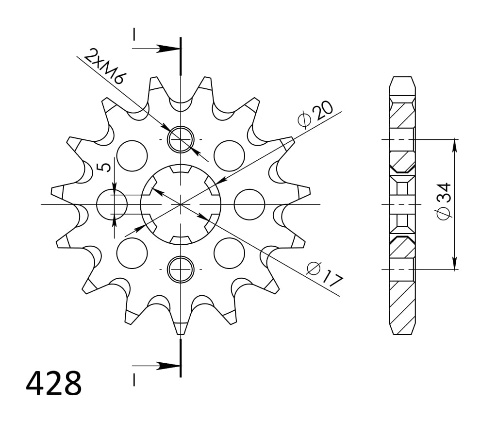 Front sprocket SUPERSPROX CST-1264:16 16T, 428