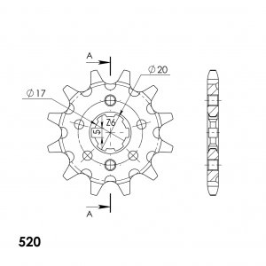 Front sprocket SUPERSPROX CST-1324:12 12T, 520