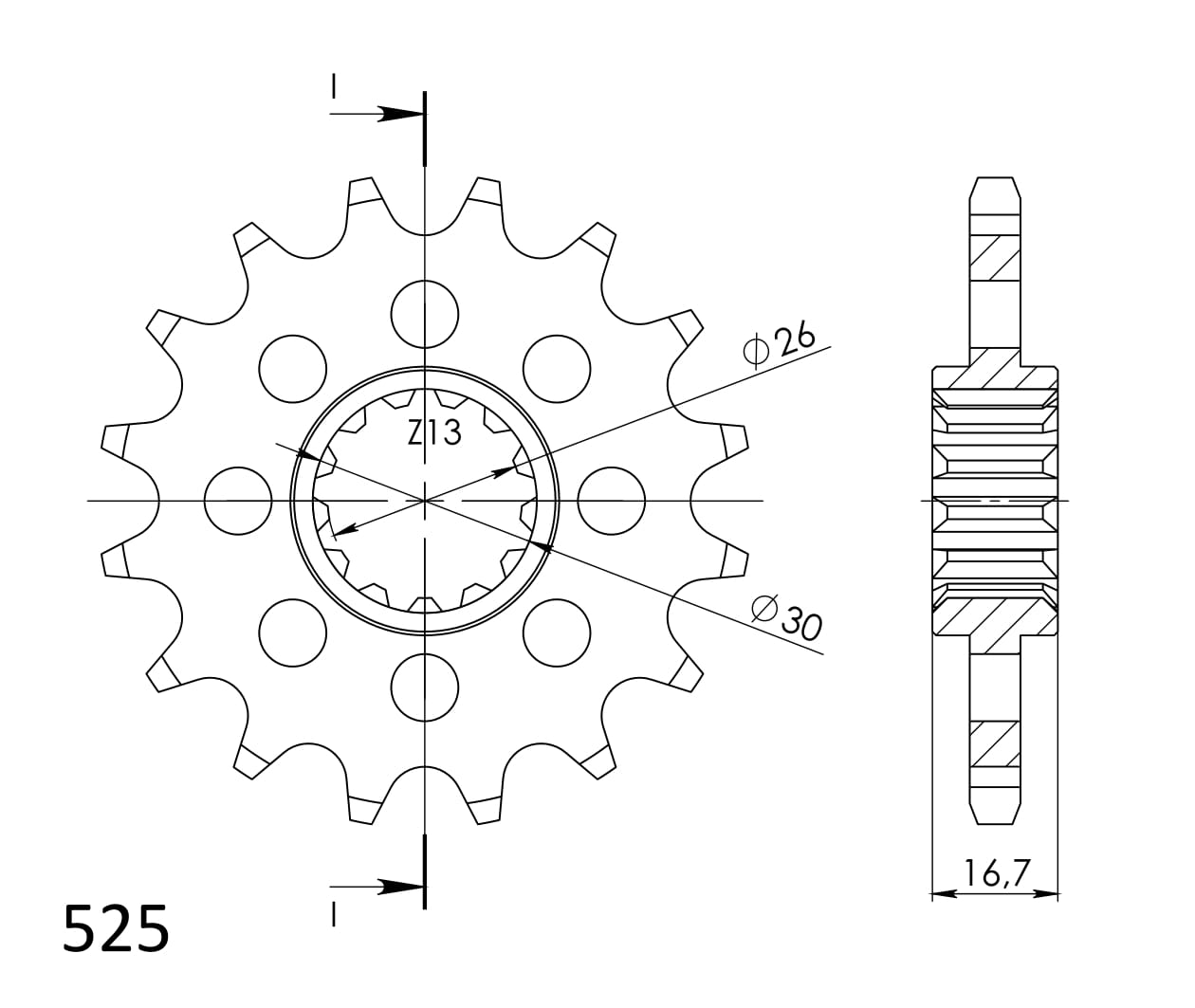 Front sprocket SUPERSPROX CST-1370:14 14T, 525