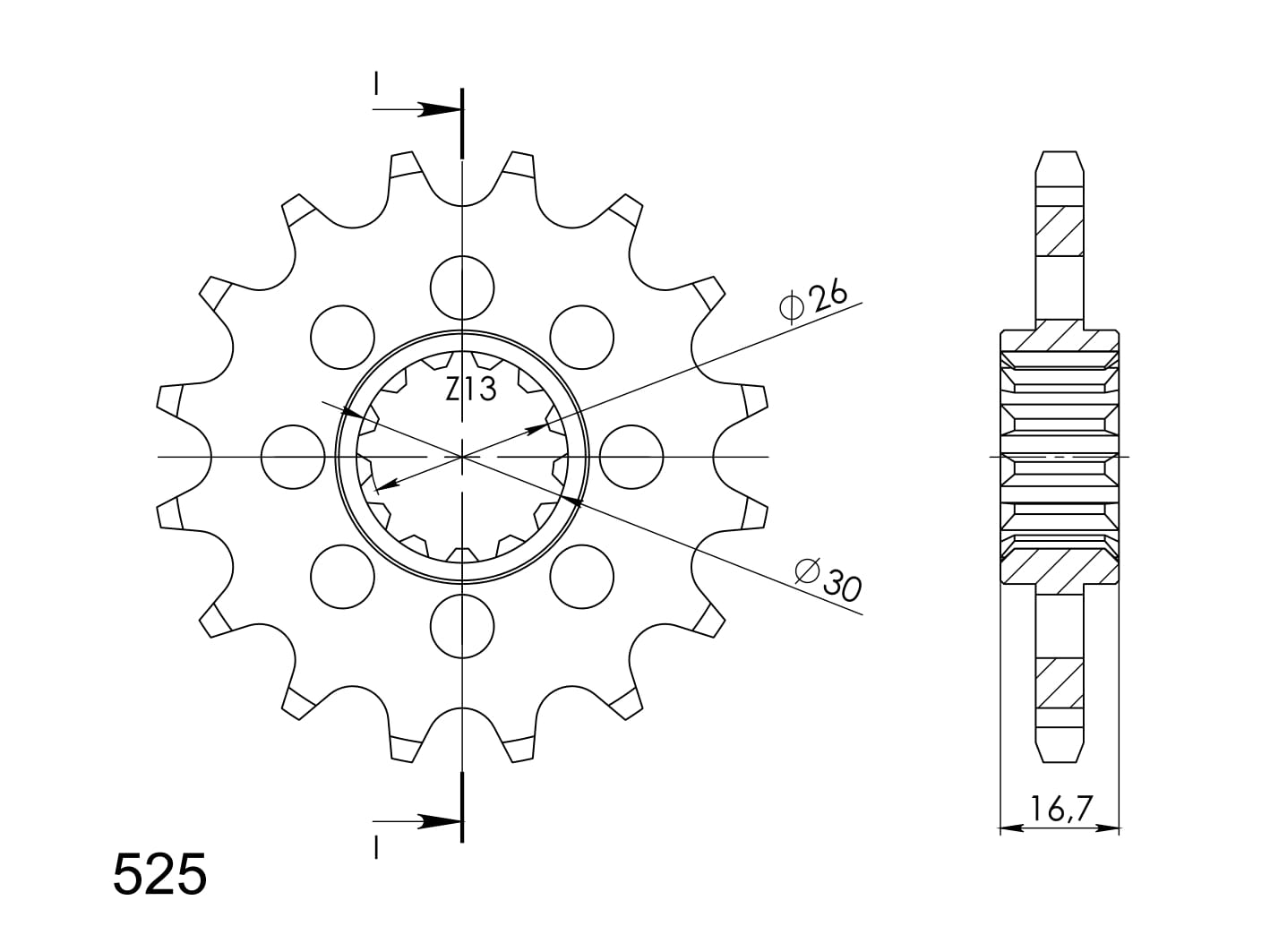 Front sprocket SUPERSPROX CST-1370:16 16T, 525