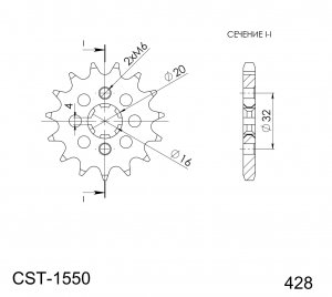 Front sprocket SUPERSPROX CST-1550:14 14T, 428