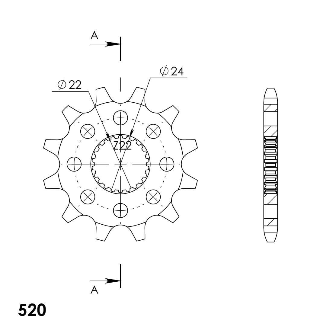 Front sprocket SUPERSPROX CST-394:12 12T, 520