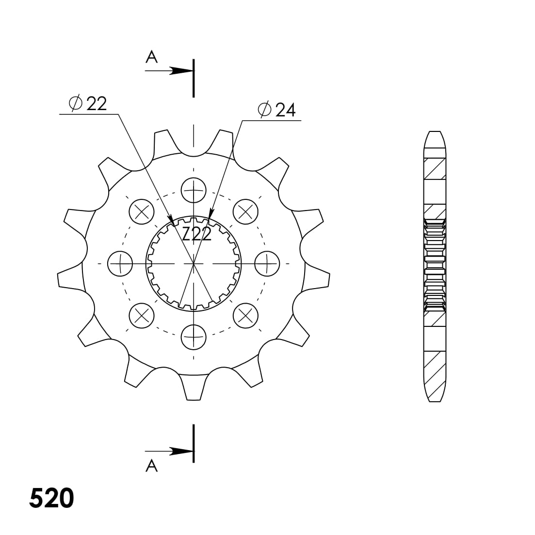 Front sprocket SUPERSPROX CST-394:13 13T, 520