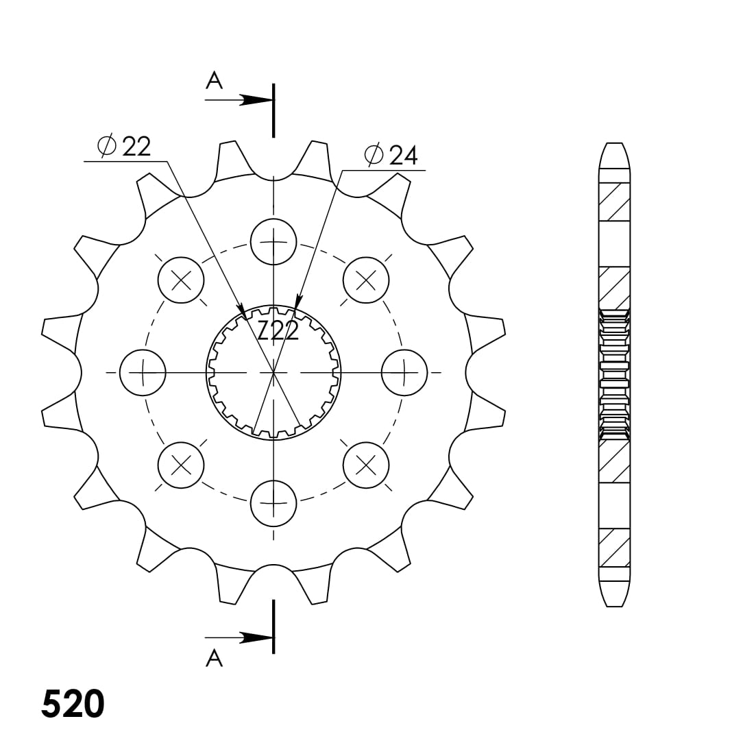 Front sprocket SUPERSPROX CST-394:16 16T, 520