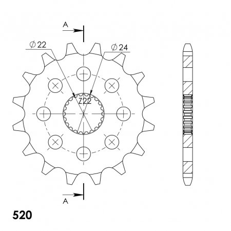 Front sprocket SUPERSPROX CST-394:16 16T, 520