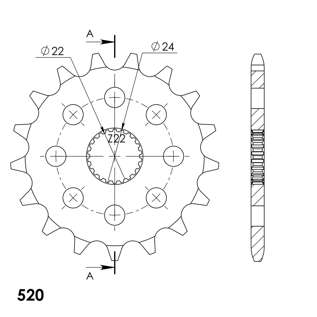 Front sprocket SUPERSPROX CST-394:17 17T, 520