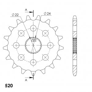 Front sprocket SUPERSPROX CST-394:17 17T, 520