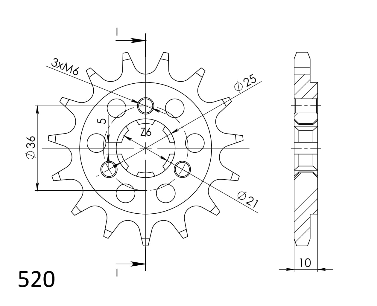 Front sprocket SUPERSPROX CST-438:15 15T, 520