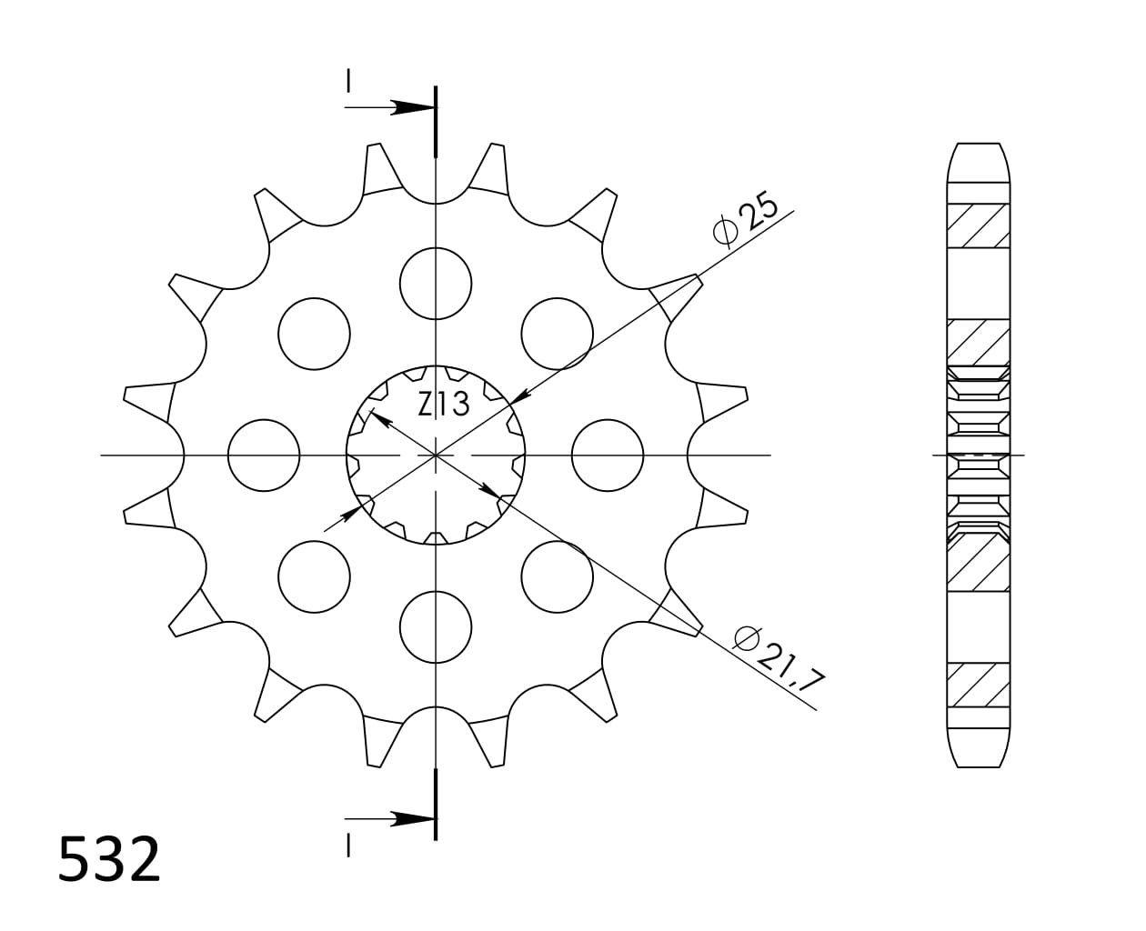 Front sprocket SUPERSPROX CST-440:15 15T, 532