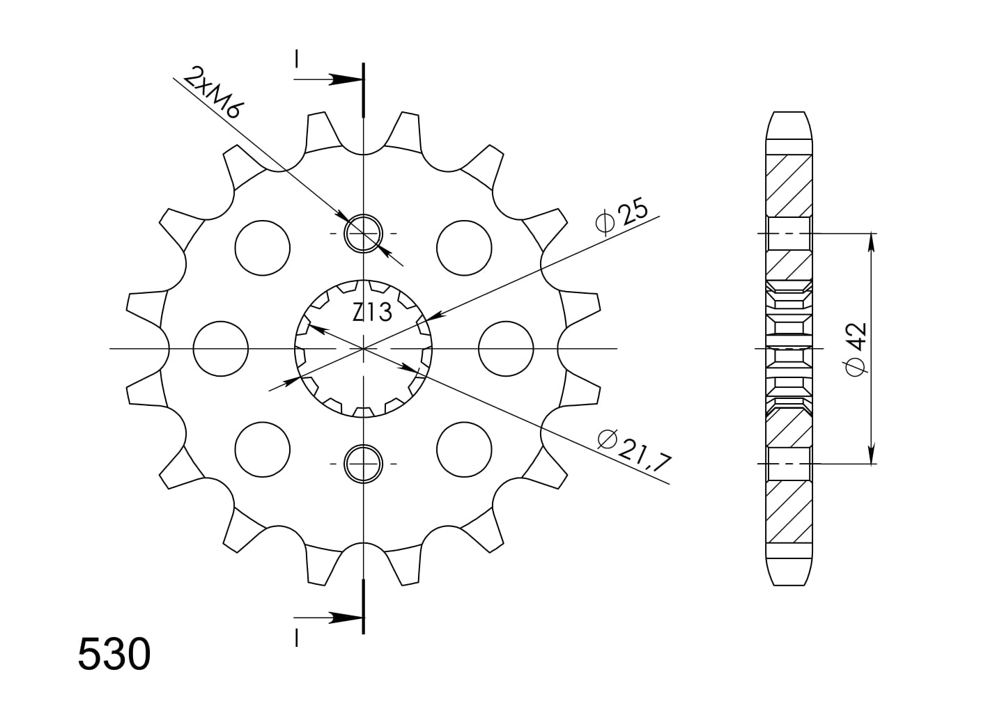 Front sprocket SUPERSPROX CST-513:15 15T, 530