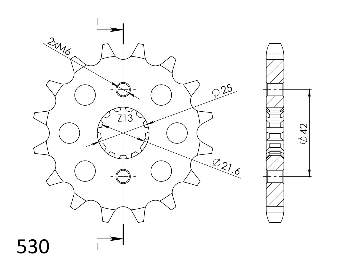 Front sprocket SUPERSPROX CST-519:15 15T, 530