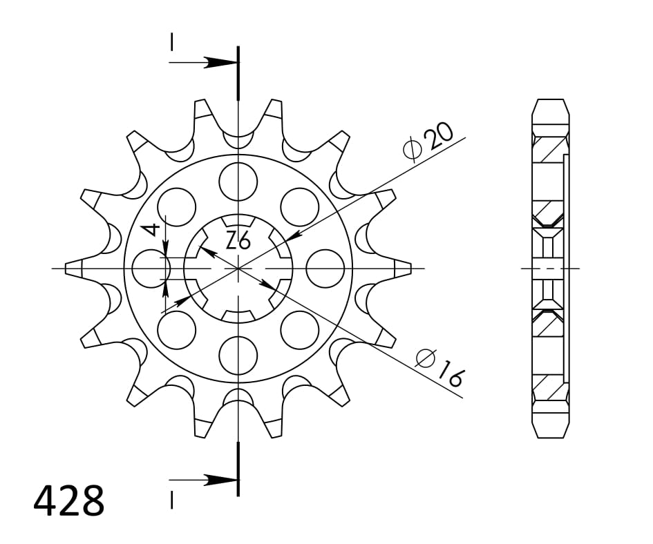 Front sprocket SUPERSPROX CST-555:13 13T, 428