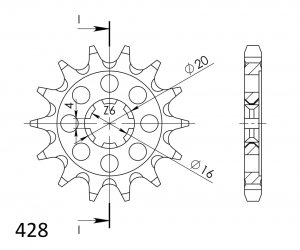 Front sprocket SUPERSPROX 13T, 428