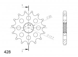 Front sprocket SUPERSPROX 17T, 428