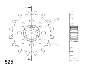 Front sprocket SUPERSPROX CST-741:15 15T, 525