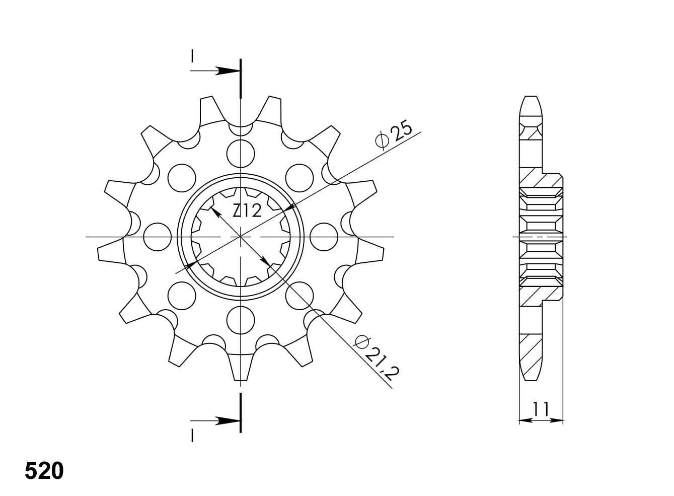 Front sprocket SUPERSPROX CST-824:12 12T, 520