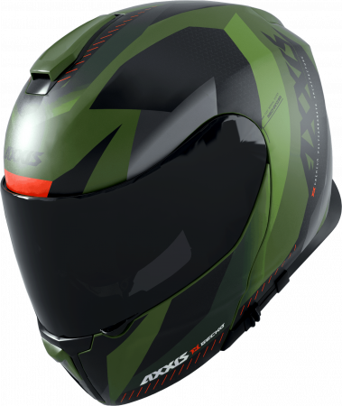 FLIP UP helmet AXXIS GECKO SV ABS shield f6 matt green XS for ATV ARCTIC CAT Cat 400 2x4