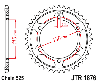 Rear sprocket JT JTR 1876-47 47T, 525