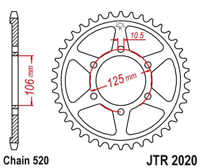 Rear sprocket JT JTR 2020-51 51T, 520