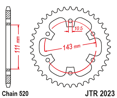 Rear sprocket JT JTR 2023-42 42T, 520